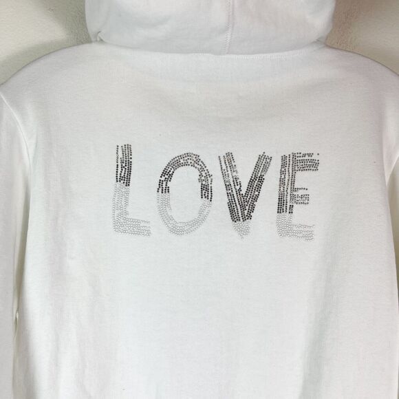 Zadig & Voltaire White Comfy Gradient Love Strass Zip Up Hooded Sweatshirt S - Picture 6 of 9